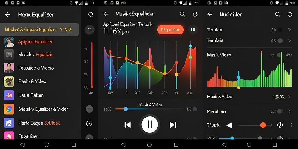 Tampilan antarmuka aplikasi 116X dengan fitur equalizer yang menarik.