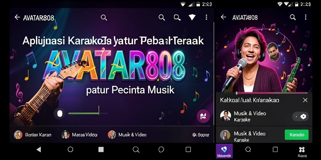 Antarmuka pengguna <strong>AVATAR808</strong> yang menarik untuk pengalaman karaoke optimal.