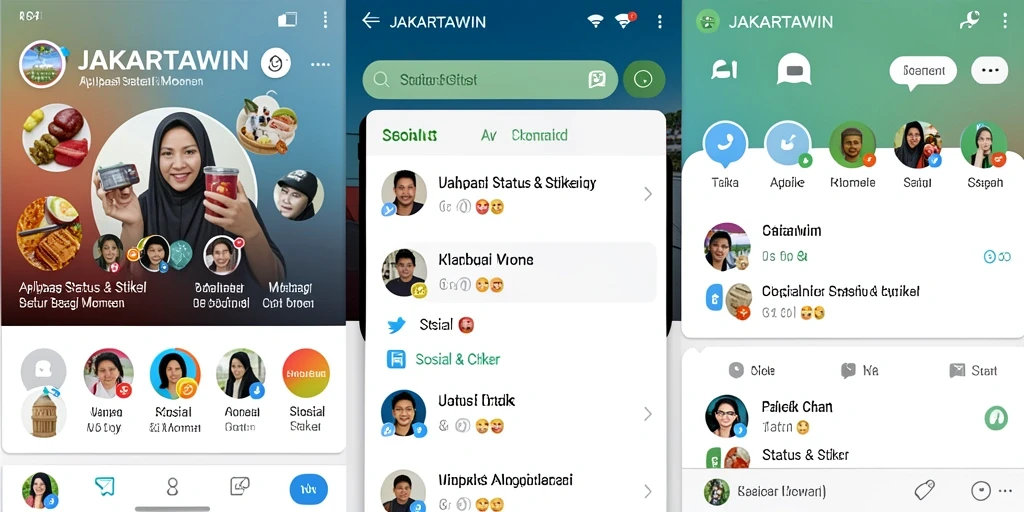 Antarmuka JAKARTAWIN yang menarik dengan pilihan stiker beragam.