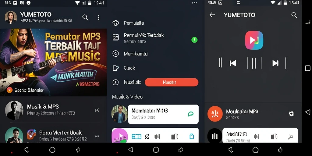 Antarmuka YUMETOTO menyajikan pengalaman Pemutar MP3 yang intuitif.